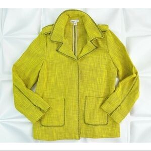 Coldwater Creek Womens Sz 12 Neon Mustard Yellow Military Jacket l Textured